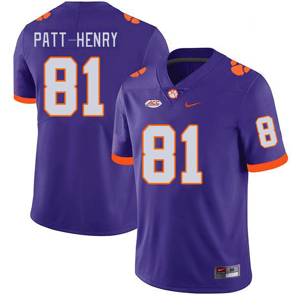 Men's Clemson Tigers Olsen Patt-Henry #81 College Purple NCAA Authentic Football Stitched Jersey 23RX30JH